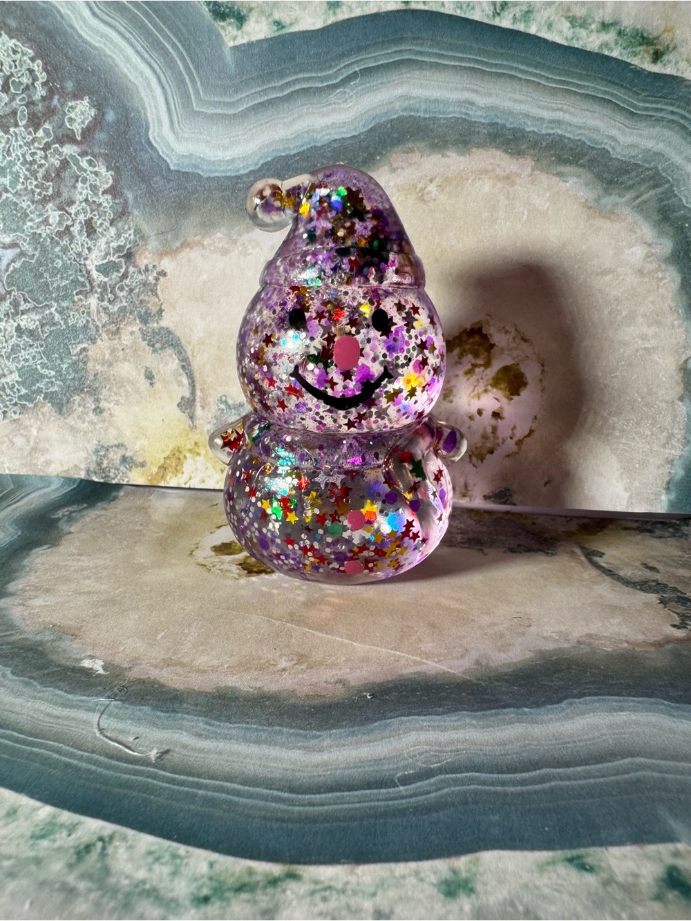 Purple Glitter Snowman Squishy
